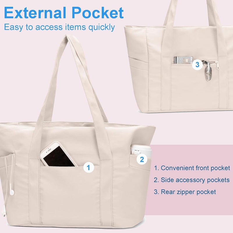 CTWWFS Tote Bag for Women, Travel Essentials Large Tote Bag with Zipper, Top Handle Handbag for Travel, Work - Image 4